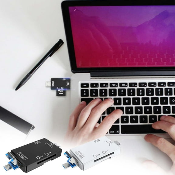 2Pcs 6-in-1 Type-C Card Reader under $5! Yrmaups 6-in-1 Card Reader USB C OTG Adapter, Memory Card Reader for Smartphone Computer, Transfer Photos Videos Files from SD Memory Card