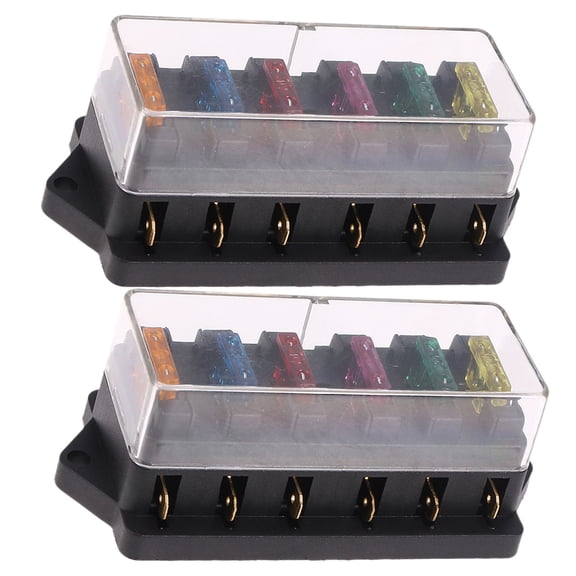 6 Way Fuse Holder for Automobiles and Trucks Black Plastic 2 Pieces