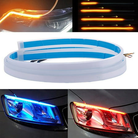 2Pcs 60cm Slim Sequential Flexible Led for Drl Turn Signal Strip Light Headlight