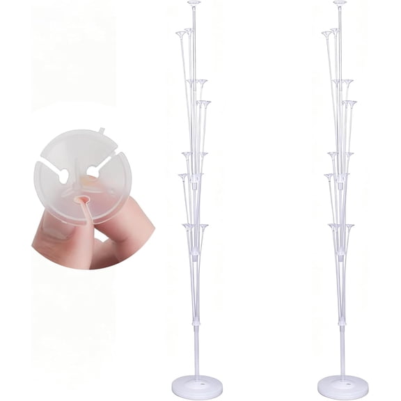 2Pcs 63 Inch Large Balloon Stand Kit for Floor with Water-Filled Base, Balloon Holder for Weddings Graduation Decorations Birthday Decor Party Supplies