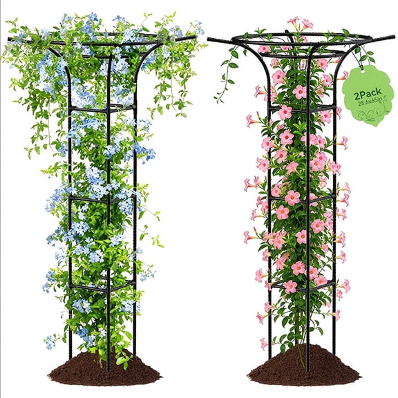 2Pcs 65 Inch Spliced Plant Mushroom Top Climbing Support Frame, Mushroom Head Climbing Support Frame, 65 Inch Garden Trellis For Climbing Plants Outdoor, Outdoor Climbing Vine Flower Frame.