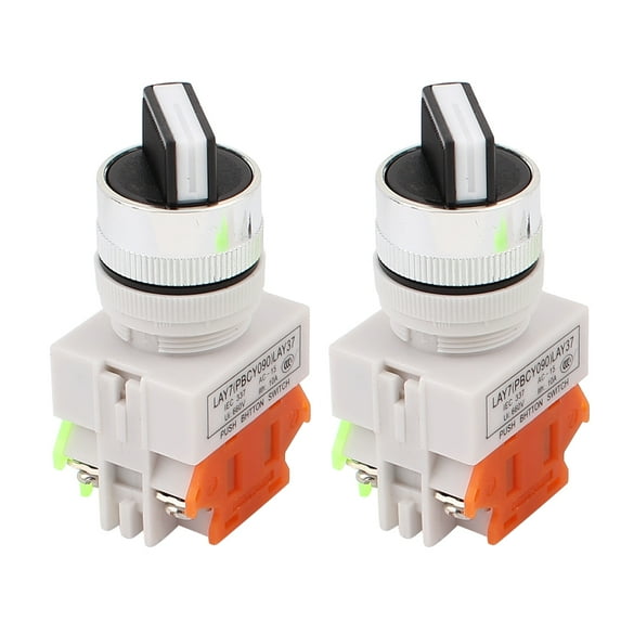 2Pcs 660V 10A Latching NO NC DPST 2 Position Rotary Selector Switch