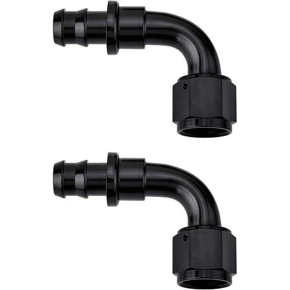 2Pcs 6AN 90 Degree Push Lock Hose Fitting End, Black