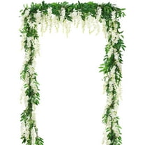 2Pcs 6Ft/Piece Artificial Flowers Silk Wisteria Garland Artificial Wisteria Vine Hanging Flower Greenery Garland for Home Outdoor Garden Wedding Arch Floral Decor (Pink)