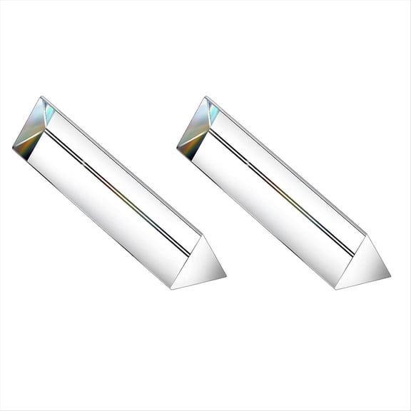 2Pcs 6Inch Crystal Optical Glass Triangular Prism for Photography Effects Physics Teaching Light Spectrum Optics Kits