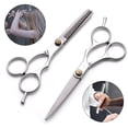 thumbnail image 1 of 2Pcs 6Inch Double Edged Hair Salon Stylist Barbers Thinning Shears Scissors Professional Barbers Thinning Scissors, Hairdressing Salon Razor Edge Scissor Japanese Stainless Steel by GIXUSIL(Silver), 1 of 8