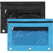 ZDWQFA Oxford Cloth Pencil Cases, Black & Blue, 2 Pack