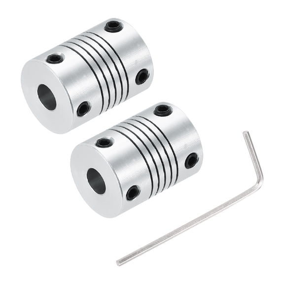 2Pcs 6mm to 7mm Aluminum Alloy Shaft Coupling L25xD19 Flexible Coupler Beam for 3D Printer CNC Machine Encoders and Motors Shaft,Silver