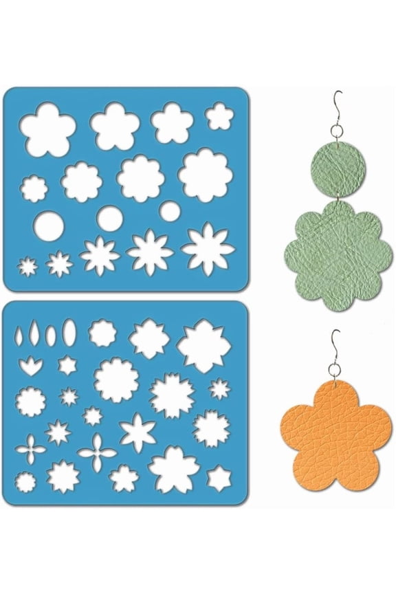 2Pcs 7.1x5.9 Inch Earrings Making Template Flower Leather Earring Templates Round Oval Jewelry Shape Template Reusable Acrylic Cutting Stencil