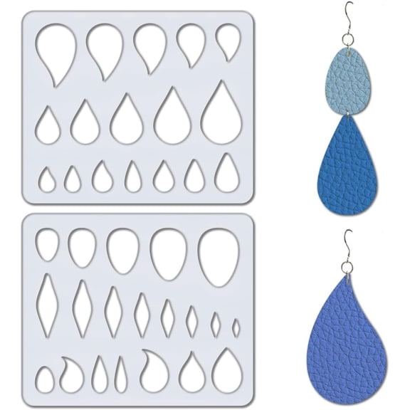 2Pcs 7.1x5.9 Inch Earrings Making Template Teardrop Leather Earring Templates Rhombus Rain Jewelry Shape Template Reusable Acrylic Cutting Stencil for Earrings Making DIY Crafts DIY
