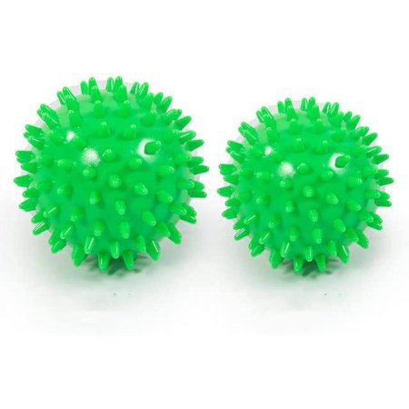 2Pcs 7.5cm/ 9cm Spiky Hard Massage Ball PVC Env-Friendly Deep Tissue Foot Back Plantar Fasciitis Muscles Therapy Hedgehog Roller (2 x Green)