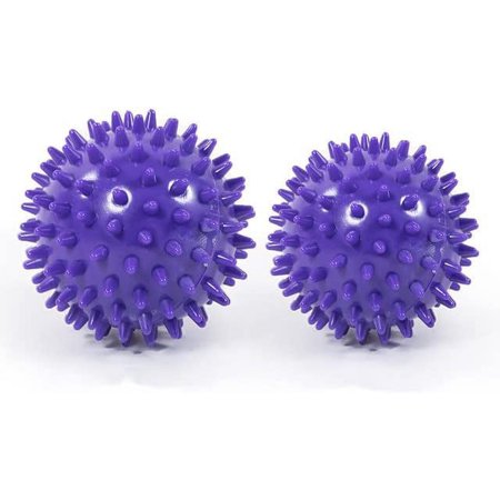 2Pcs 7.5cm/ 9cm Spiky Hard Massage Ball PVC Env-Friendly Deep Tissue Foot Back Plantar Fasciitis Muscles Therapy Hedgehog Roller (2 x Purple)