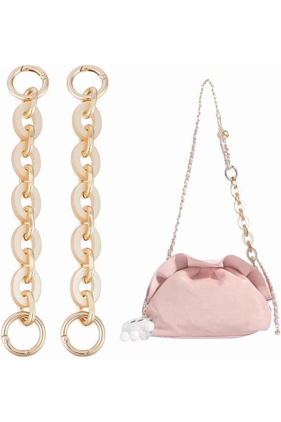 2Pcs 7.6" Purse Chain Strap Bag Extender Chain Decorative Bag Chains Bag Charm Chain Purse Handle Metal Bag Chain Extender for Purse Handbag Wallet Crossbody Shoulder Bag Golden