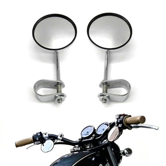 2Pcs 7/8" Handlebar Round Rear View Side Mirrors for Bobber Cruiser Racer Cafe Motorcycle, Set of 2