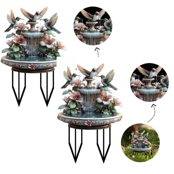 2Pcs 7.9" Hummingbird Garden Stakes Acrylic Decorative Stakes Decor Indoor Outdoor Lawn Pathway Patio Ornaments Multi-Color