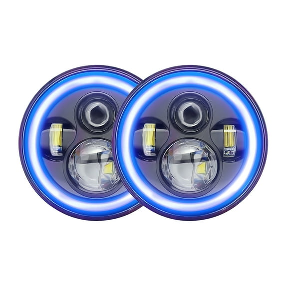 2Pcs 7 LED Replacement Headlight for Wrangler DRL/Turn Signal, Low/ Angle Eyes