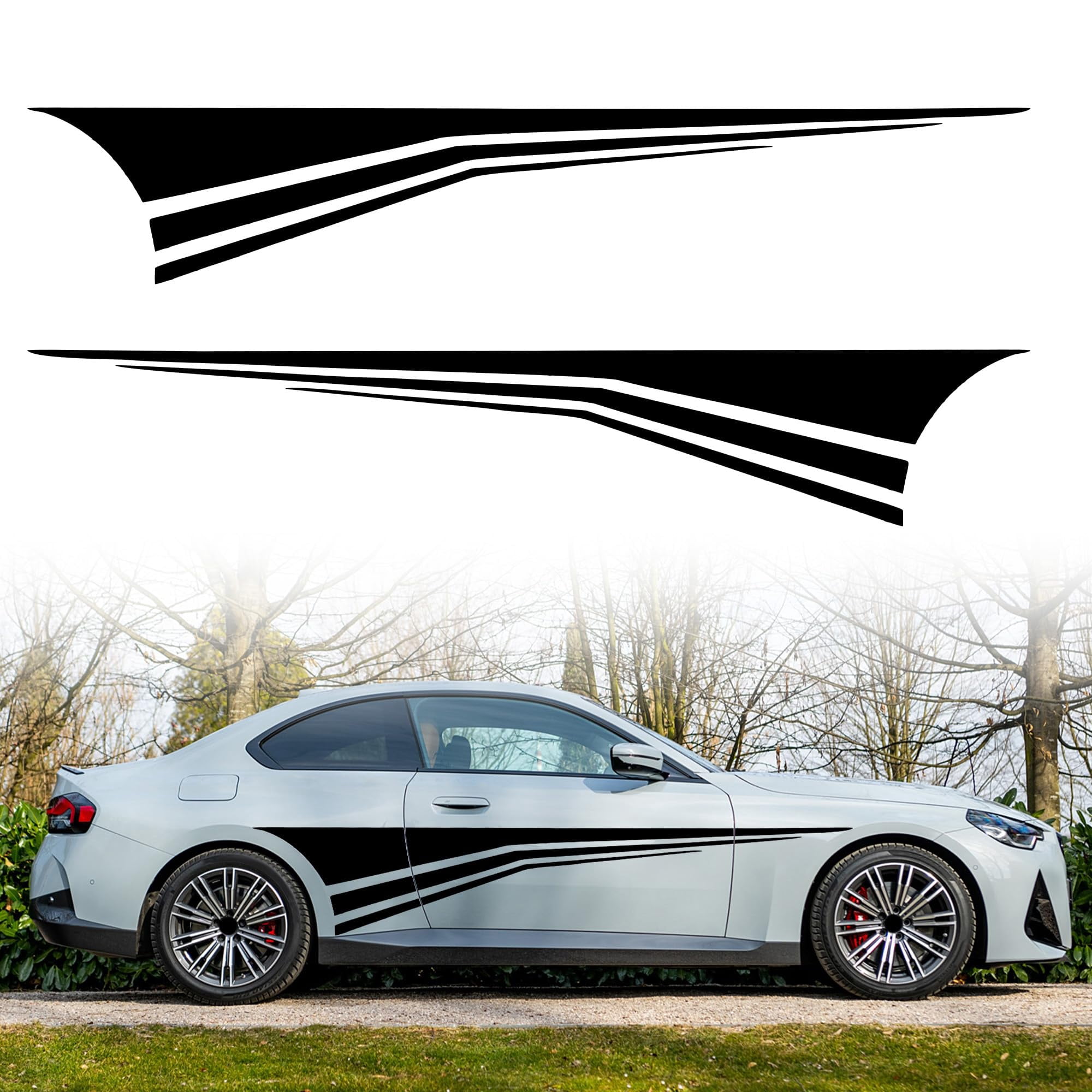 Nuoozy Universal Car Side Skirt Decal Stickers - 2Pcs White Racing Stripe Graphics For Cars & Trucks 5 thumbnail image