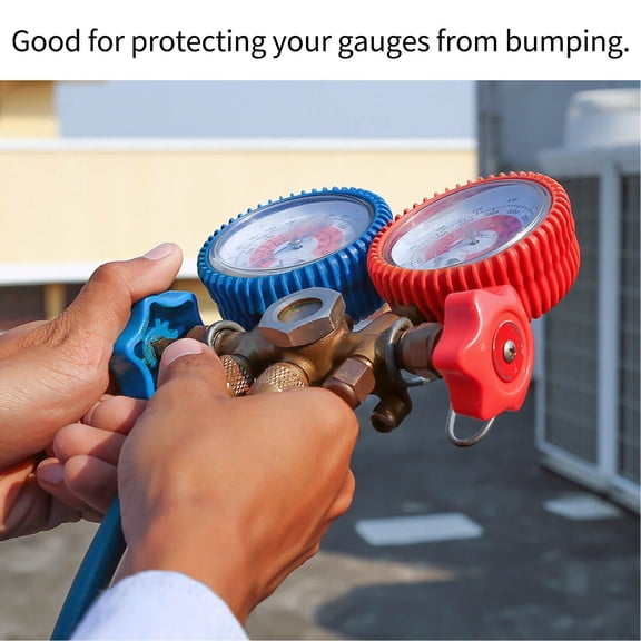 2Pcs 70Mm Manifold Gauge Protective Boot Covers For Gauges Red Blue