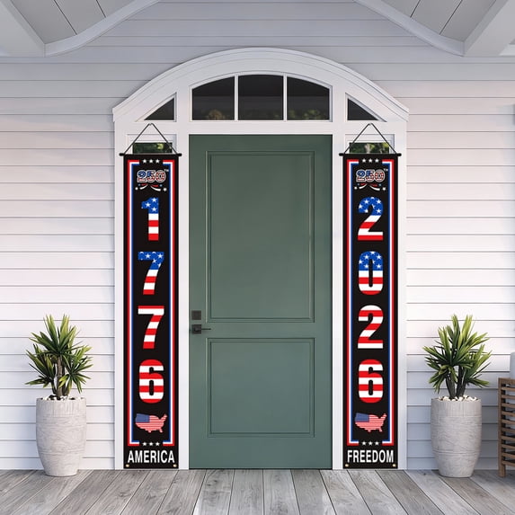 2Pcs 71X12 Inch 250Th Anniversary Banner Set, Fourth of July Door Decorations, Patriotic Decorations Outdoor, 4Th of July Decorations for Home, Front Door Hanging Decor, American