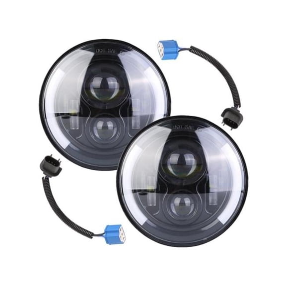 2Pcs 7In 40W Round LED Headlights 3800LM Halo Car Headlamp with DRL Turn Light High Low Beam Fit for Honda Yamaha Motorcycle Jeep Wrangler TJ JK CJ
