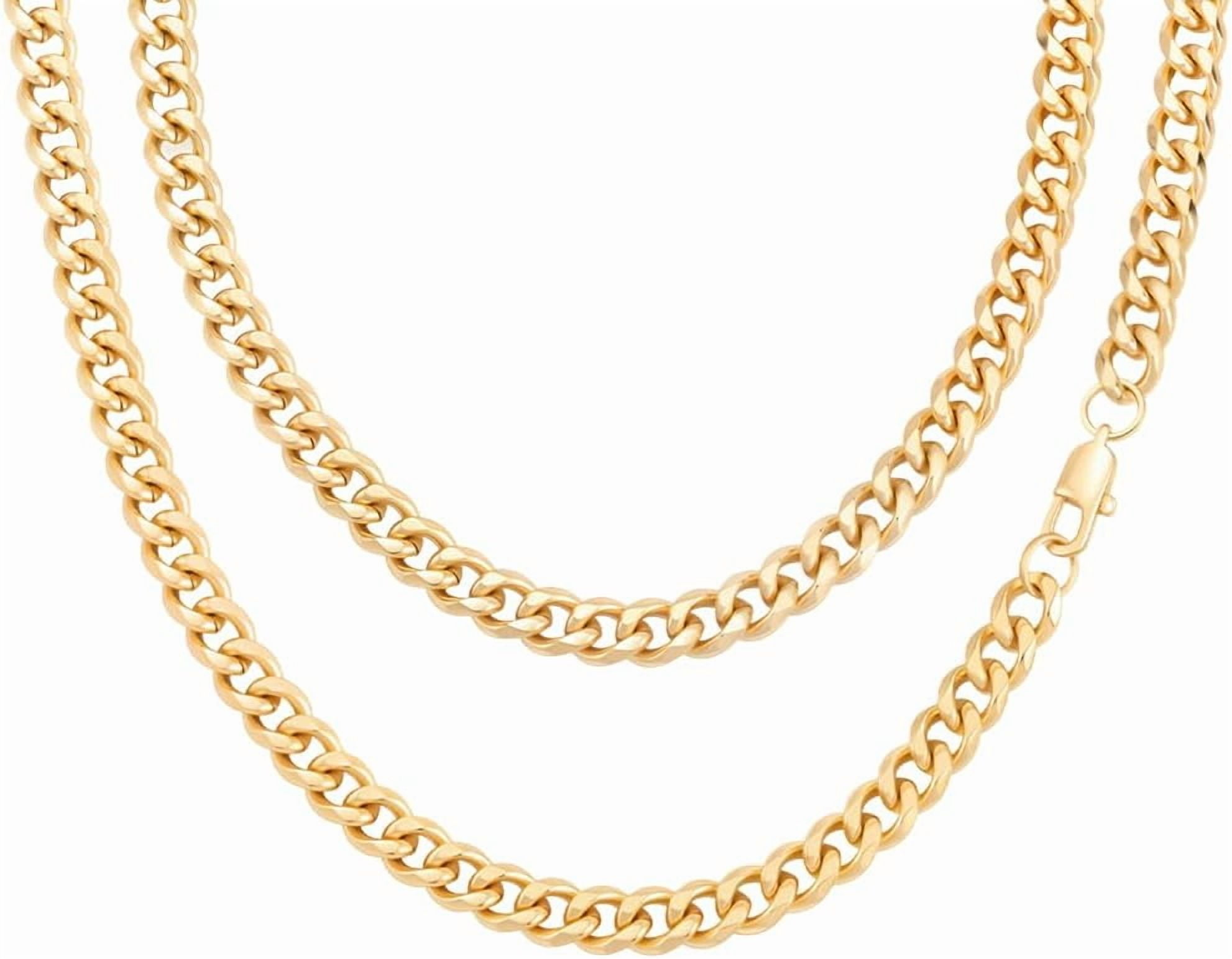 2Pcs 7mm 18K Gold Plated Cuban Link Chain Hip Hop Necklace 19.69 Inch ...