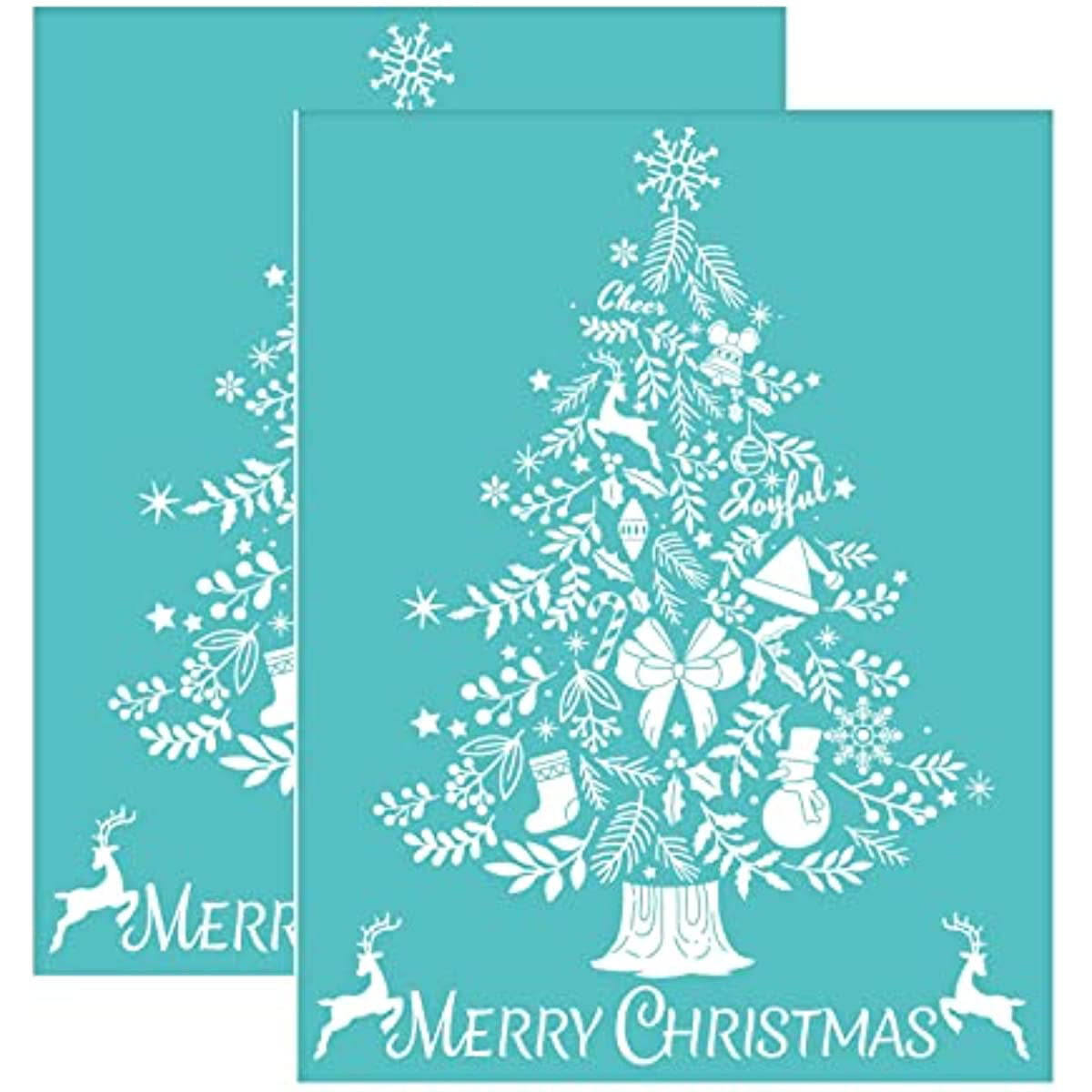 Merry Christmas Patterns Reusable Self-Adhesive Silk Screen Stencils for  Polymer Clay DIY T-Shirt Jewelry Craft Home Decoration