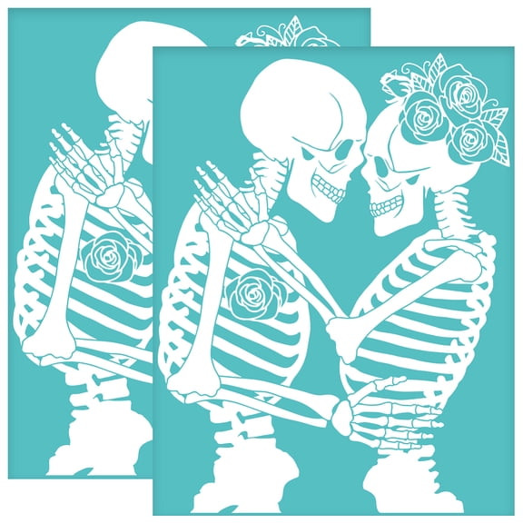 2Pcs 8.6x11 Inch Couple Self-Adhesive Silk Screen Printing Stencil Lover Silk Screen Stencil Rose Reusable Mesh Stencils TransferDIY