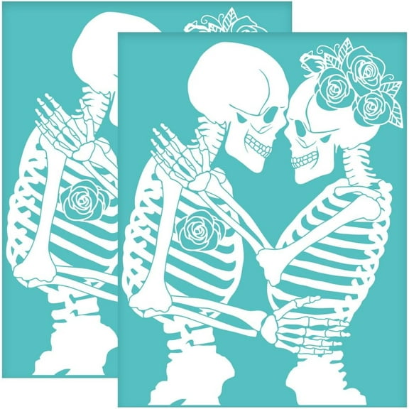2Pcs 8.6x11 Inch Couple Self-Adhesive Silk Screen Printing Stencil Lover Silk Screen Stencil Rose Reusable Mesh Stencils Transfer