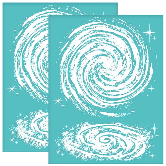 2Pcs 8.6x11 Inch Galaxy Outer Space Self-Adhesive Silk Screen Printing Stencil Galaxy Silk Screen Stencil Vortex Reusable Mesh Stencils Transfer