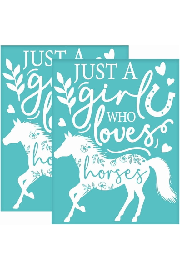 2Pcs 8.6x11 Inch Horse Pattern Self-Adhesive Silk Screen Printing Stencil Horseshoe Silk Screen Stencil Animal Theme Reusable Mesh Stencils Transfer for DIY T-Shirt Fabric Painting Colorful