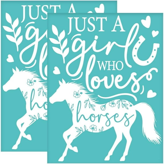 2Pcs 8.6x11 Inch Horse Pattern Self-Adhesive Silk Screen Printing Stencil Horseshoe Silk Screen Stencil