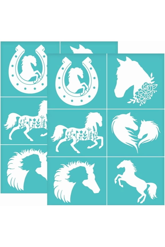 2Pcs 8.6x11 Inch Horse Pattern Self-Adhesive Silk Screen Printing Stencil Rose Flower Silk Screen Stencil Friends Love Reusable Mesh Stencils Transfer for DIY T-Shirt Fabric Painting for DIY