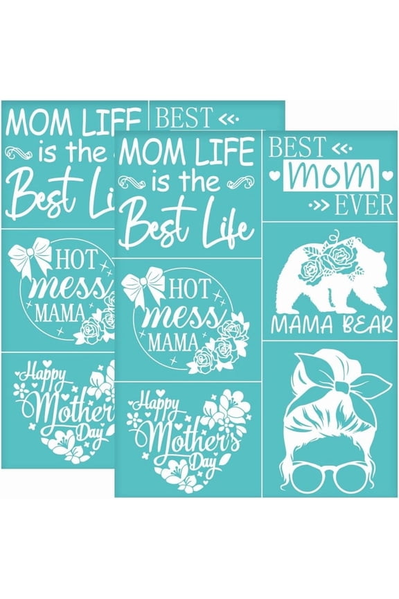 2Pcs 8.6x11 Inch Mother's Day Silk Screen Printing Stencil Self-Adhesive Silk Screen Stencil "Momlife is The Best Life" Mesh Transfer "Mama Bear" Stencils for Painting on Wood DIY T-Shirt DIY Making