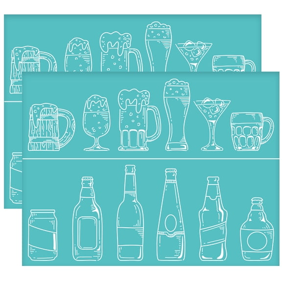 2Pcs 8.6x11 Inch Self-Adhesive Silk Screen Printing Stencil Bottle Pattern Mesh Transfers Stencil Oktoberfest Beer Silk Screen Stencil