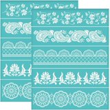 2Pcs 8.6x11 Inch Self-Adhesive Silk Screen Printing Stencil Floral Pattern Mesh Transfers for ...