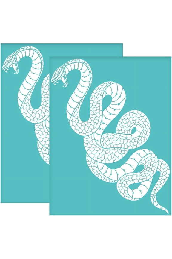 2Pcs 8.6x11 Inch Snake Self-Adhesive Silk Screen Printing Stencil Python Silk Screen Stencil Animal Theme Reusable Mesh Stencils Transfer for DIY T-Shirt Fabric Painting for DIY