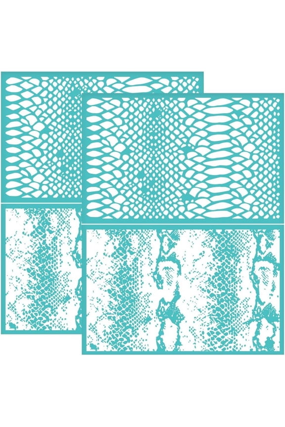 2Pcs 8.6x11 Inch Snakeskin Pattern Self-Adhesive Silk Stencil Abstract Line Silk Screen Stencil Snakeskin Theme Reusable Mesh Stencils Transfer for DIY T-Shirt Fabric Painting
