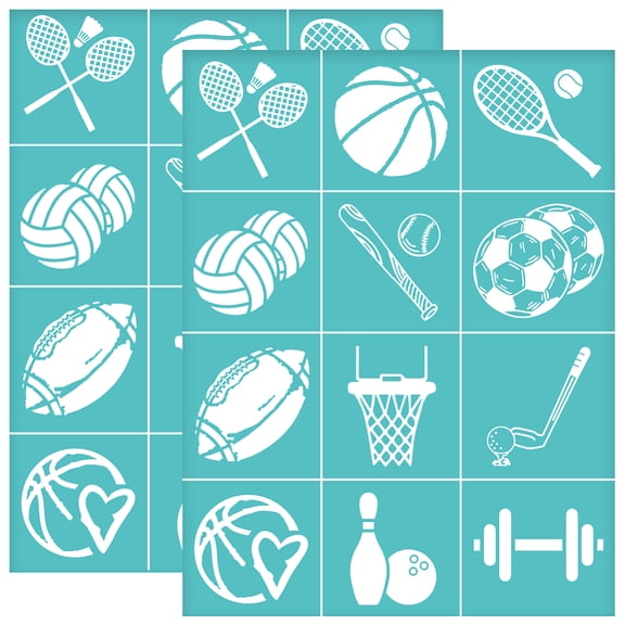 2Pcs 8.6x11 Inch Sports Ball Self-Adhesive Silk Screen Printing Stencil Football Baseball Silk Screen Stencil Reusable Mesh Stencils TransferDIY