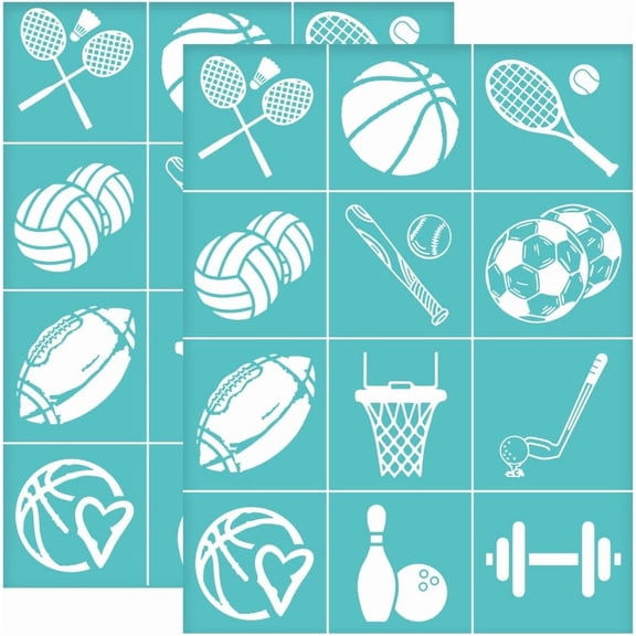 2Pcs 8.6x11 Inch Sports Ball Self-Adhesive Silk Screen Printing Stencil Football Baseball Silk Screen Stencil Reusable Mesh Stencils Transfer