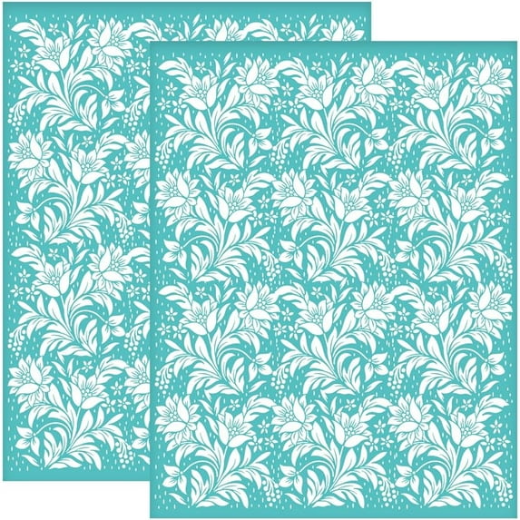 2Pcs 8.6x11 Inch Vintage Flowersn Self-Adhesive Silk Screen Printing Stencil Peonies Silk Screen Stencil