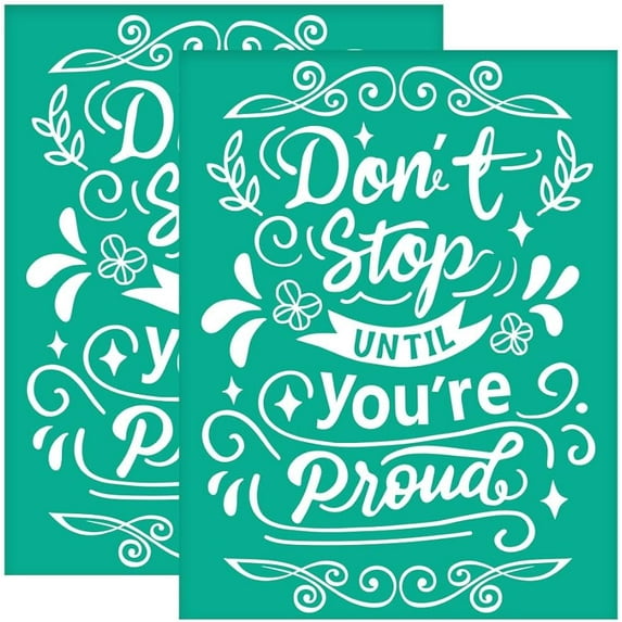 2Pcs 8.6x11 Inch Word Pattern Self-Adhesive Silk Screen Printing Stencil Inspirational Text Silk Screen Stencil