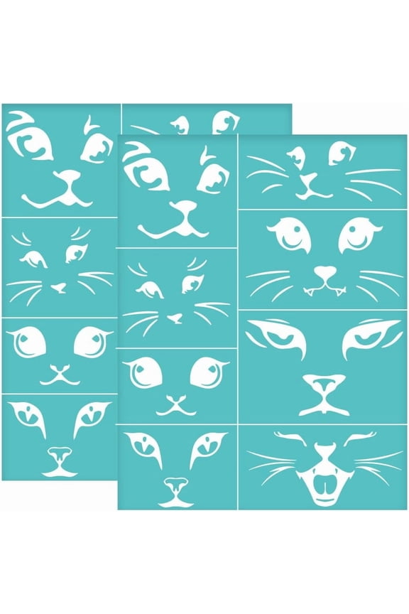2Pcs 8.7x11 Inch Cat Face Self-Adhesive Silk Screen Printing Stencil Cat Expression Mesh Stencils Cat Theme Reusable Mesh Stencils Transfer for DIY T-Shirt Fabric Painting