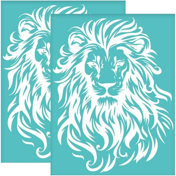 2Pcs 8.7x11 Inch Lion Pattern Self-Adhesive Silk Screen Printing Stencil Lion Mesh Stencils Animal Theme Reusable Mesh Stencils Transfer