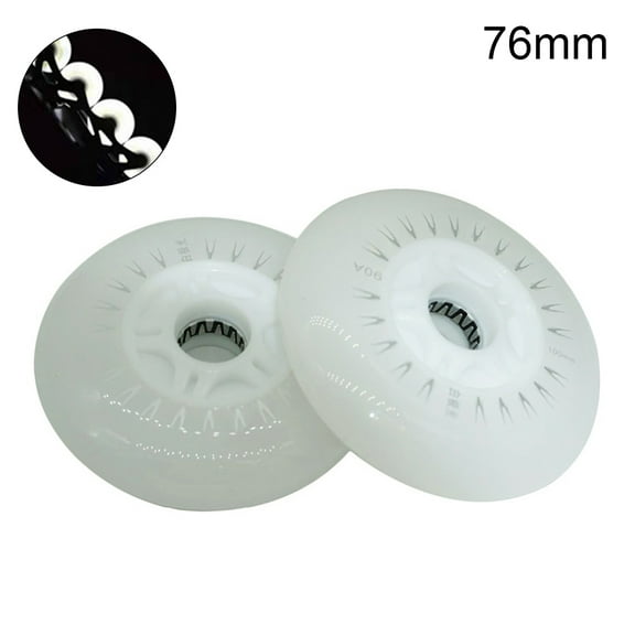 2Pcs 80/76/72mm In-line Speed Skate Skating LED Light Flashing Roller Wheels-White,76mm