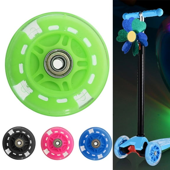 2Pcs 80Mm Flash Wheel Replacement Scooter Wheels Led Flash Accessories Back Rear Shock Absorption Scooter Flashing Lights Pink Fangkenuo