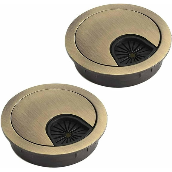 2Pcs 80mm Desk Cable Grommets, Computer Desk Metal Cable Hole, Round Cable Hole Cover for Desktop Cable Organizer(Bronze)
