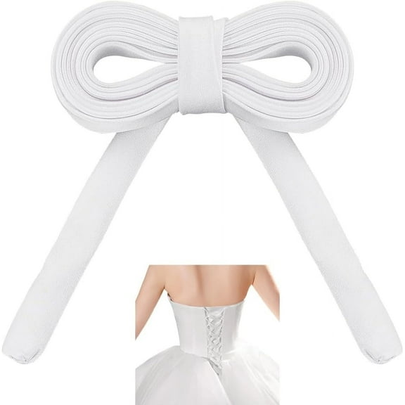 2Pcs 82.28 Inches Women's Tie Back for DIY Wedding Bridal Gown 0.51 Inch Adjustable Lace up Dress Cord Back Lacing Cord Corset Ribbon Replacement for DIY Zipper Replacement or Buttons White
