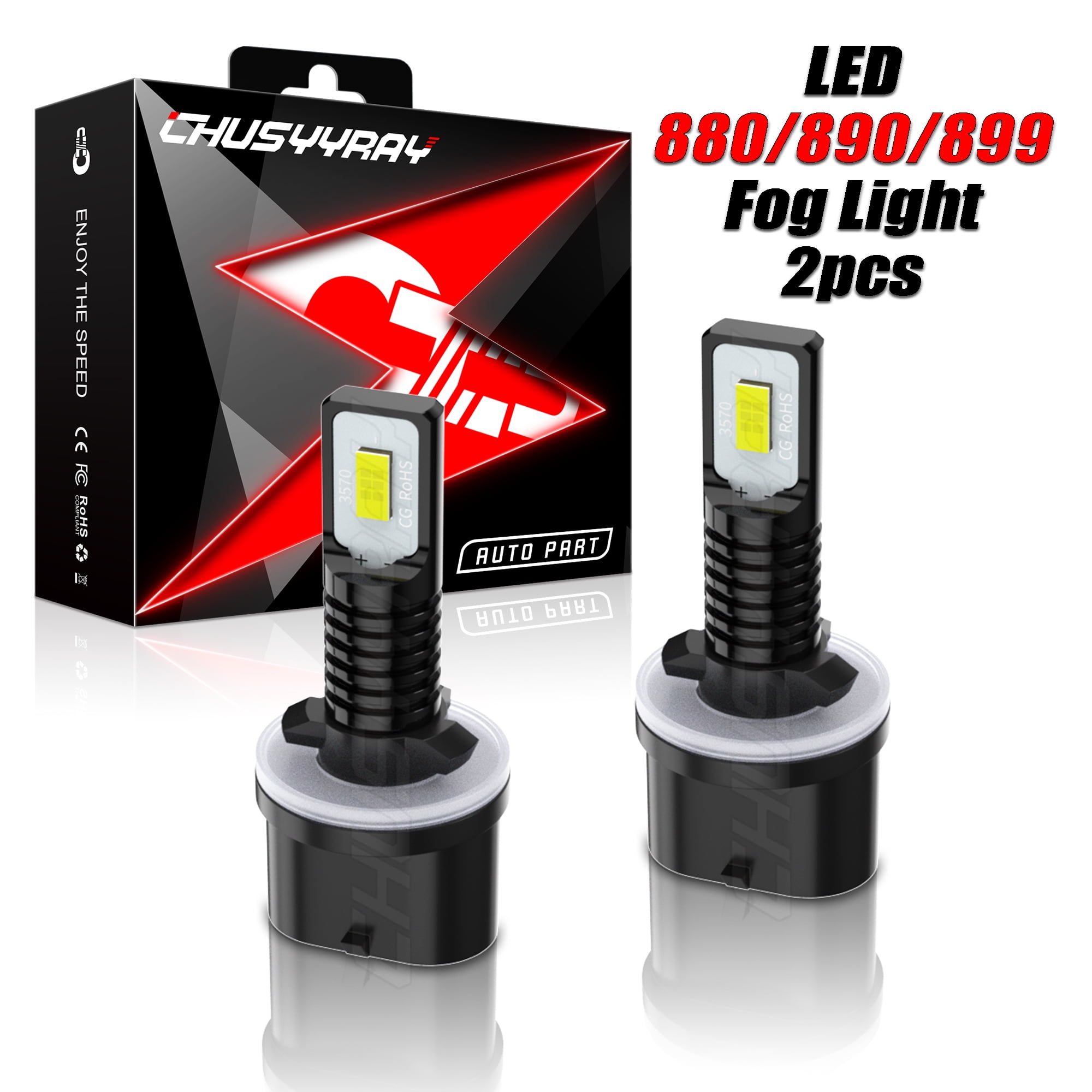 2Pcs 880 LED Fog Light Bulbs Bright White Plug&Play 880/890/899 Fog ...