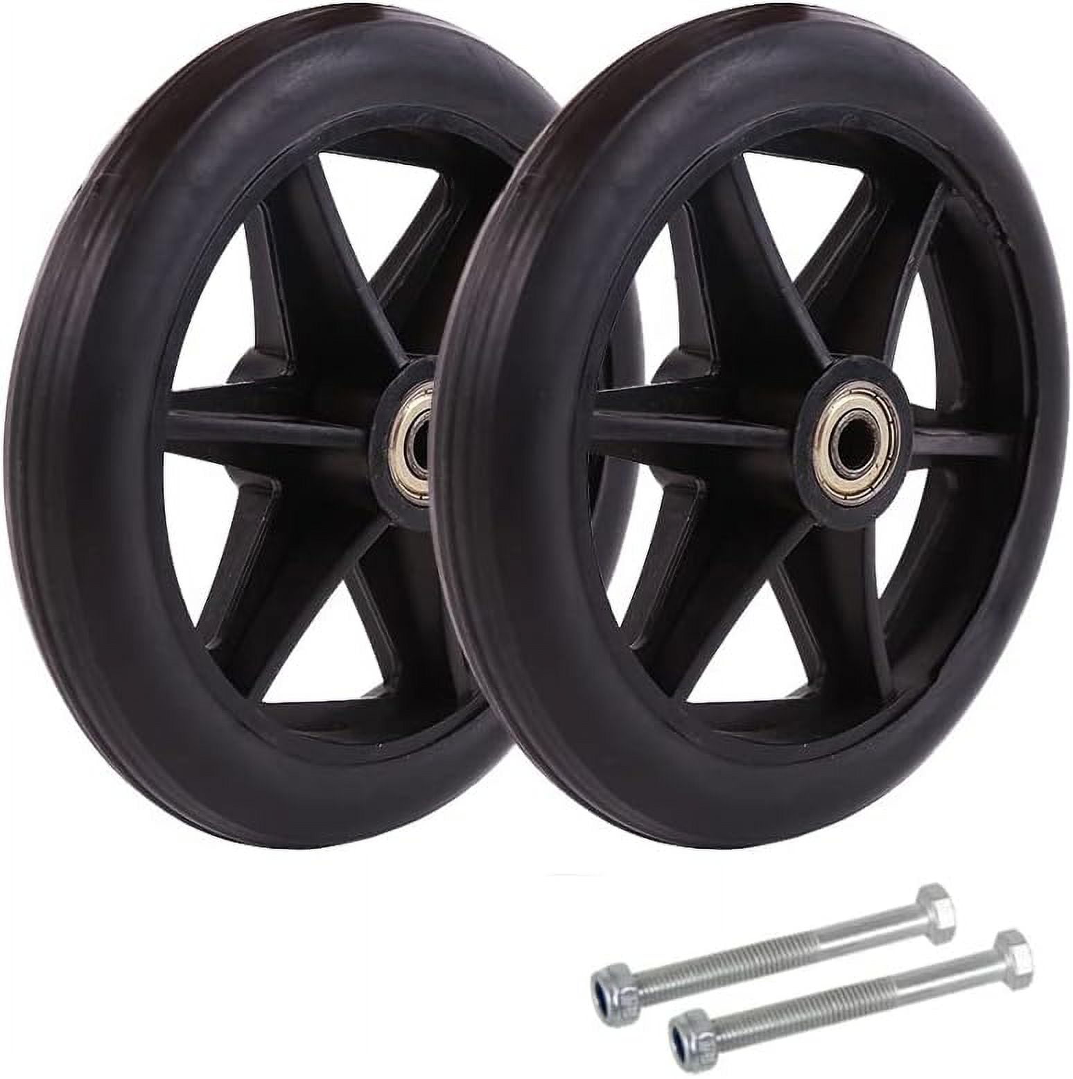2Pcs 8Inch Front Wheelchair Wheel, Solid Rubber Wheels Replacement for Wheelchairs, Rollators, Walkers Anti-Slip Wheel Replacement Bearing Inner Diameter 8mm / 0.3in Walker Accessories Black Black