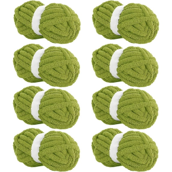 2Pcs/8Pcs Chunky Chenille Yarn for Crocheting, Bulky Thick Fluffy Yarn for Knitting,Super Bulky Chunky Yarn for Hand Knitting Blanket, Soft Plush Yarn (27 yds,8 oz Each Skein)